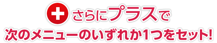 さらにプラスで次のメニューのいずれか１つをセット！